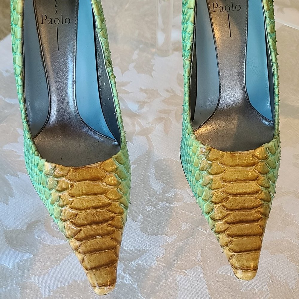 Paolo Linea Embossed Snake Skin Pumps - Picture 3 of 6